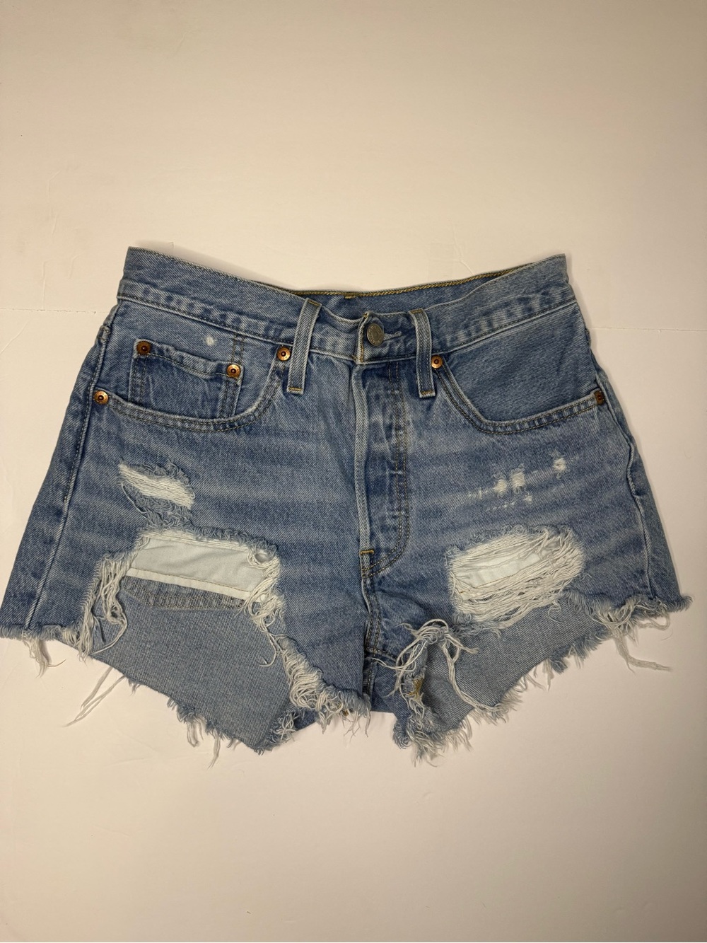 Levi's Light Blue Distressed Denim Cutoff Shorts